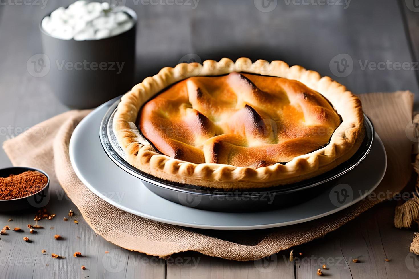 Apple pie in a table aesthetic studio shoot for commercial marketing and promotion. photo