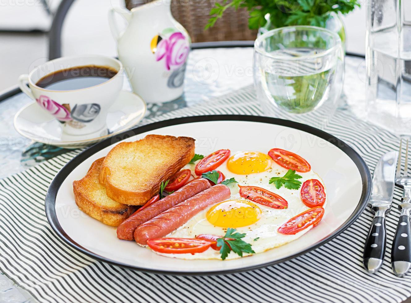 Close up of hotel breakfast. photo