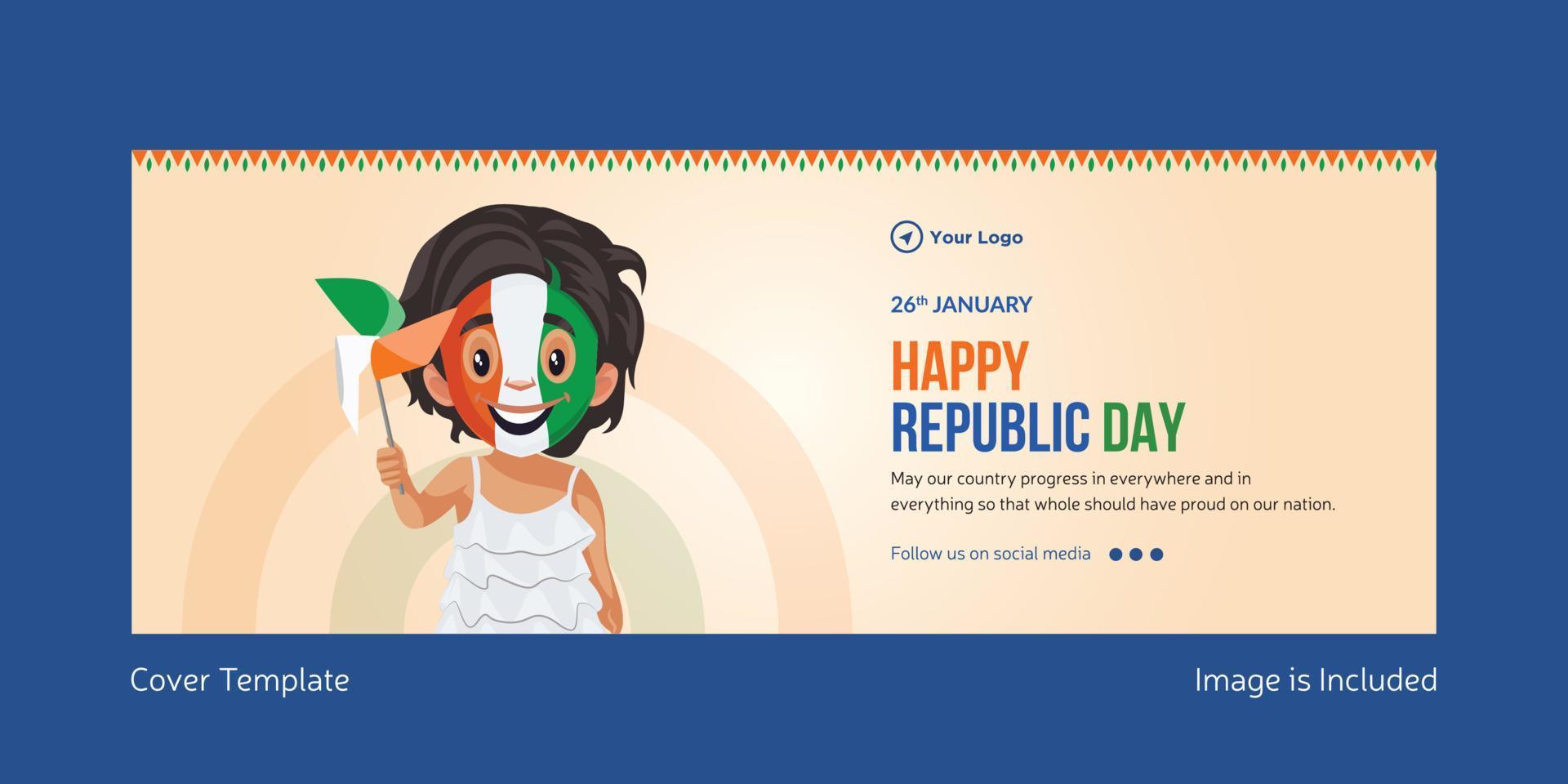 Happy republic day cover page design template vector