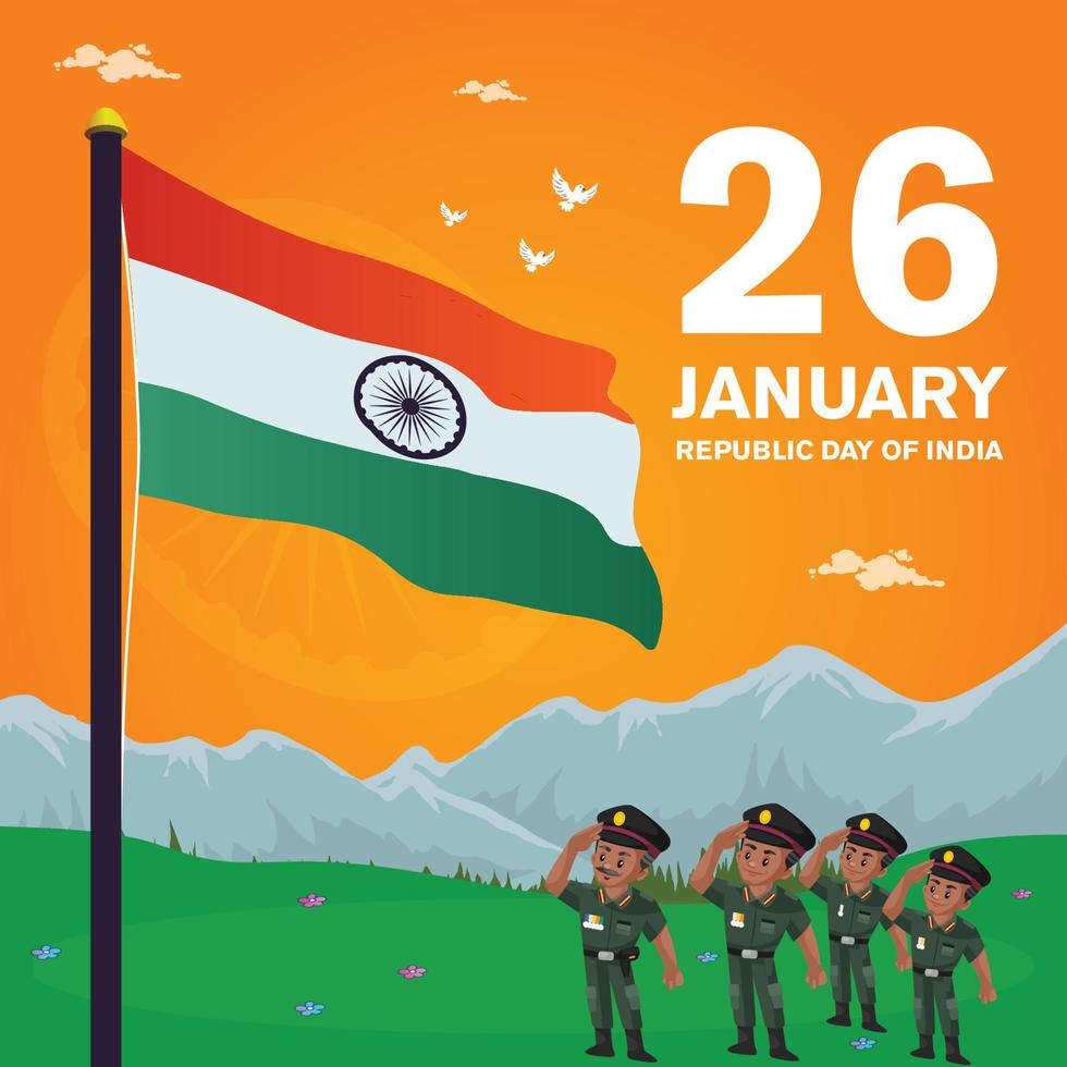 Banner design of happy republic day cartoon style template vector