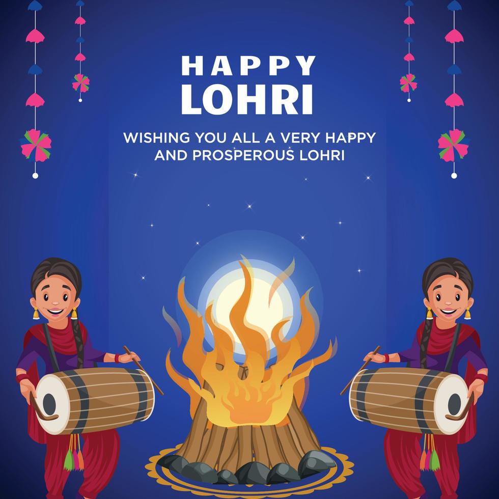 Banner design of wishing you a very happy and prosperous lohri template vector