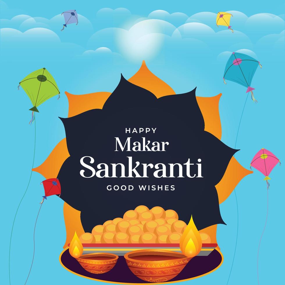 Happy makar sankranti banner design template vector