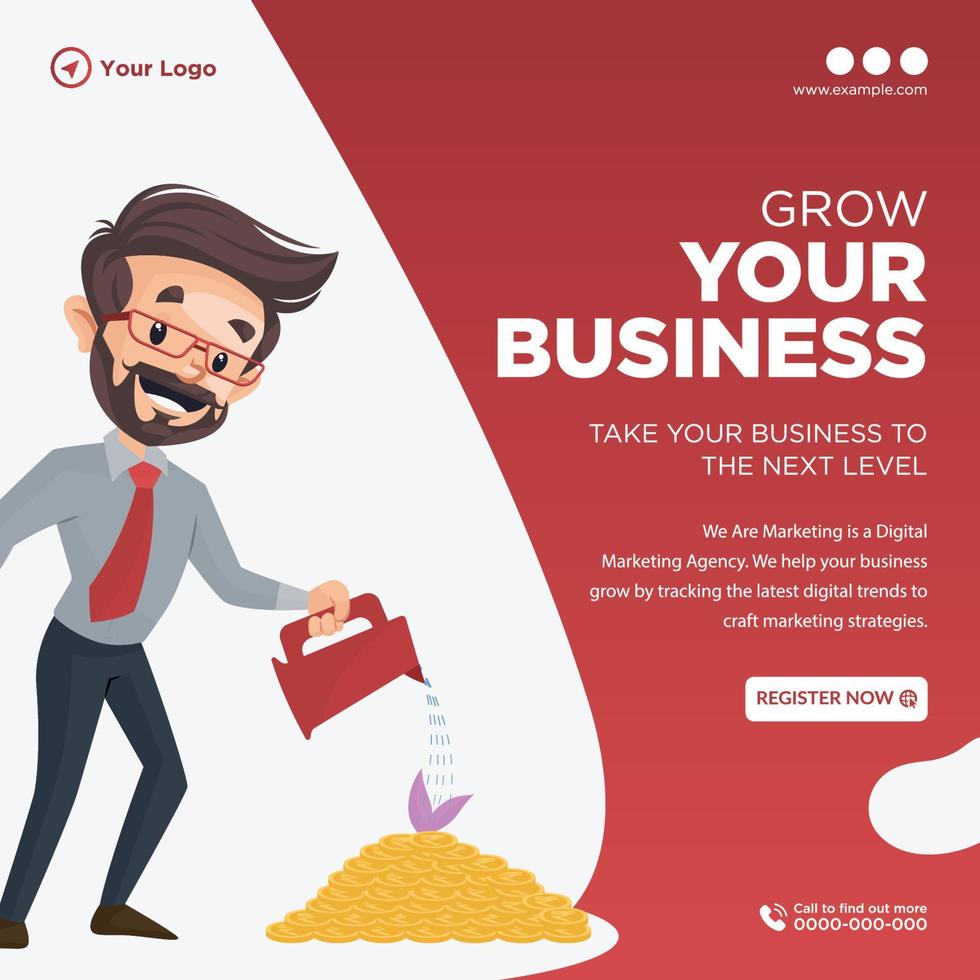 Grow your business banner design template vector