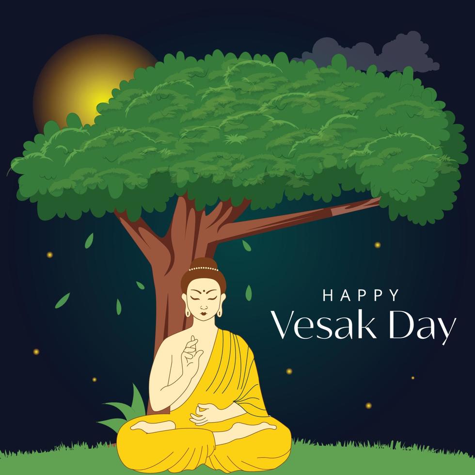 creativo diseño de contento vesak día o Buda purnima bandera modelo vector