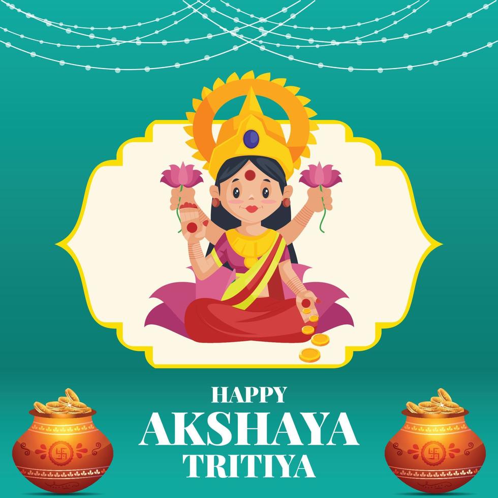Indian religious festival happy Akshaya Tritiya greeting template design vector