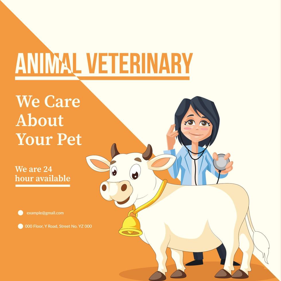 Animal veterinary banner design template vector