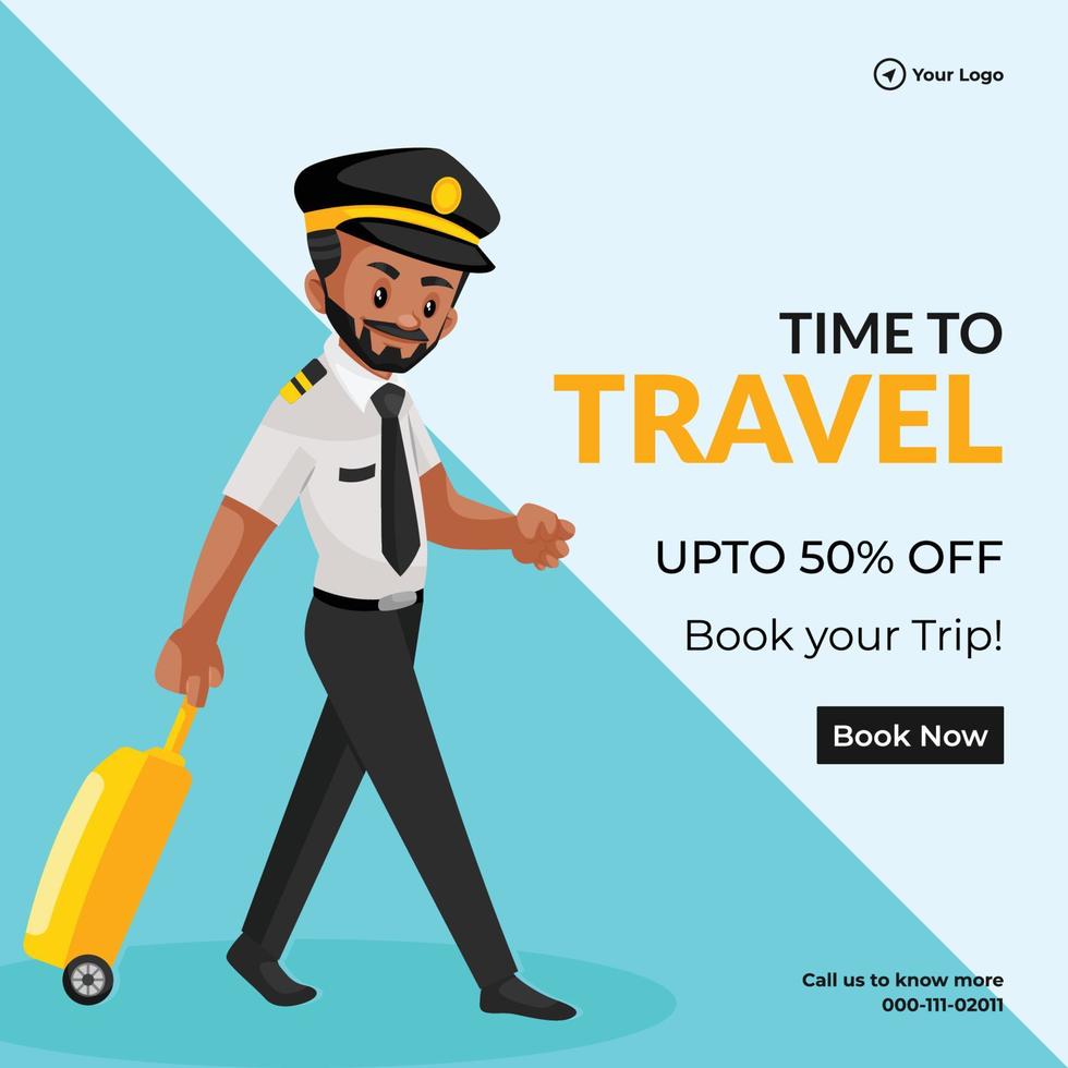 Time to travel banner design template vector