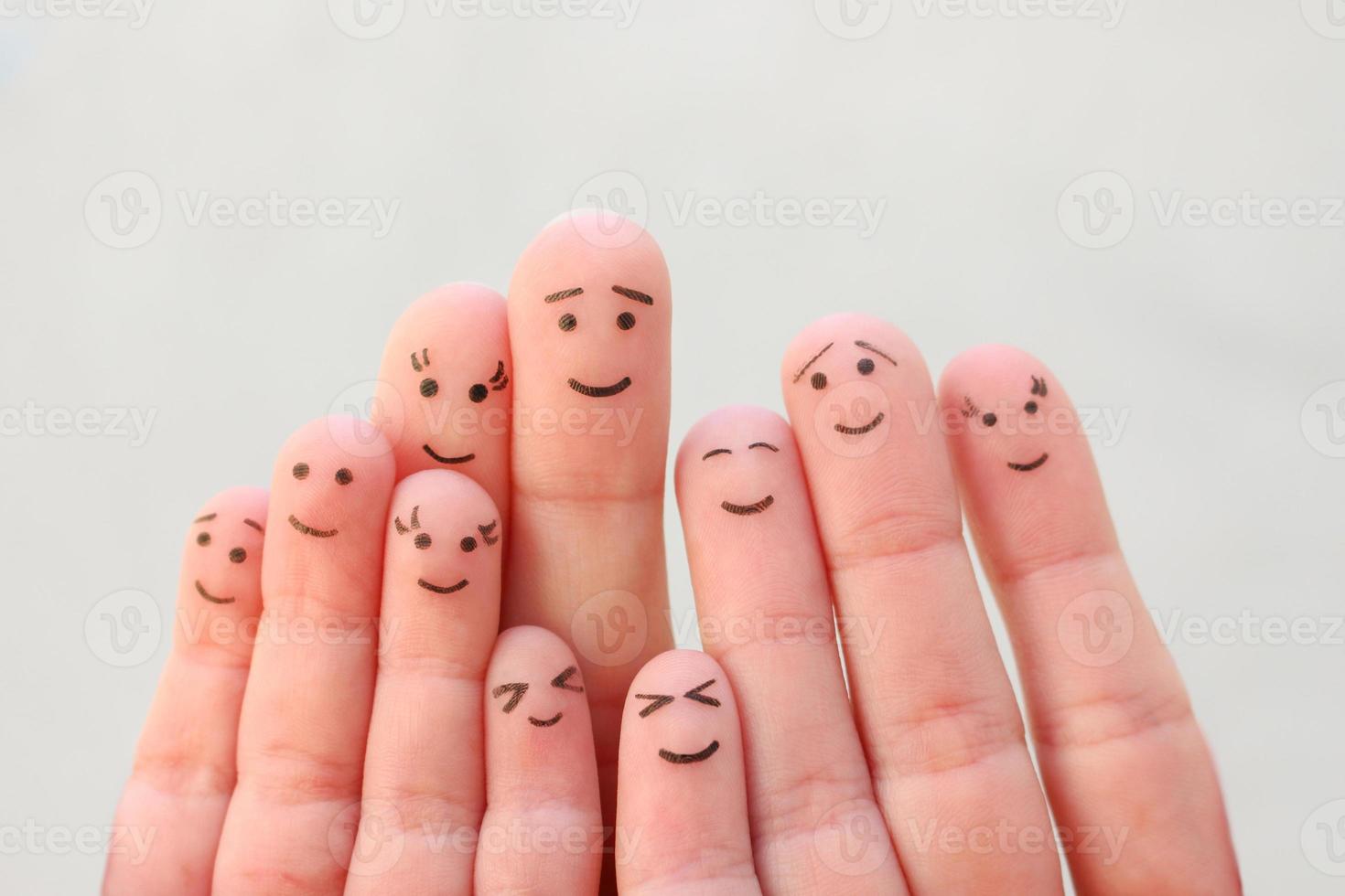 Fingers art of large family. photo