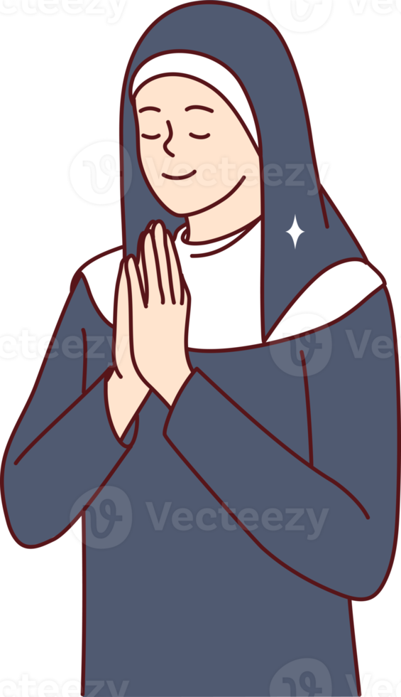 positivo mujer en ropa de católico monja clausura ojos Orando torneado a Dios png