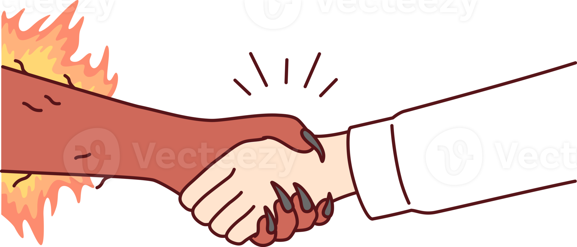 Handshake man and devil symbolizes risky deal or dangerous business arrangement png