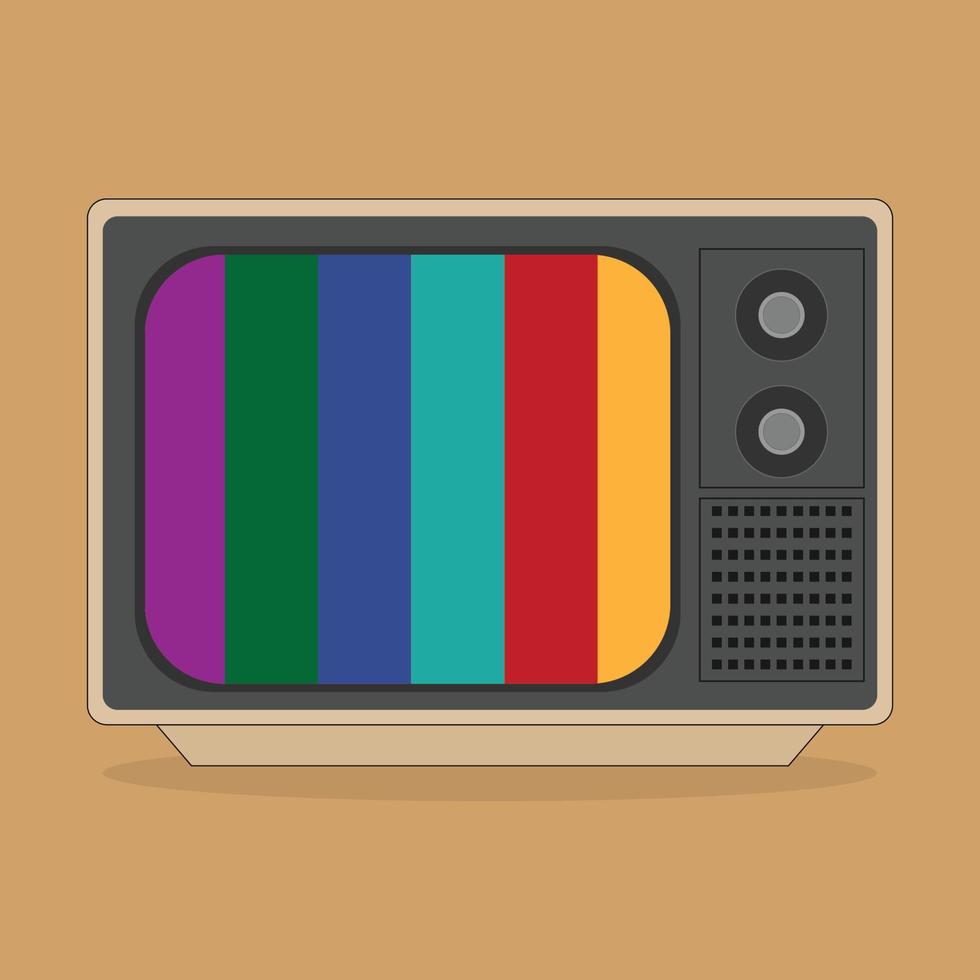 retro vintage tv flat vector illustration 80s 90s nostalgia