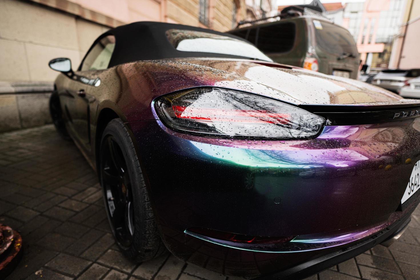 Chameleon holographic colour Porsche Boxter car. photo