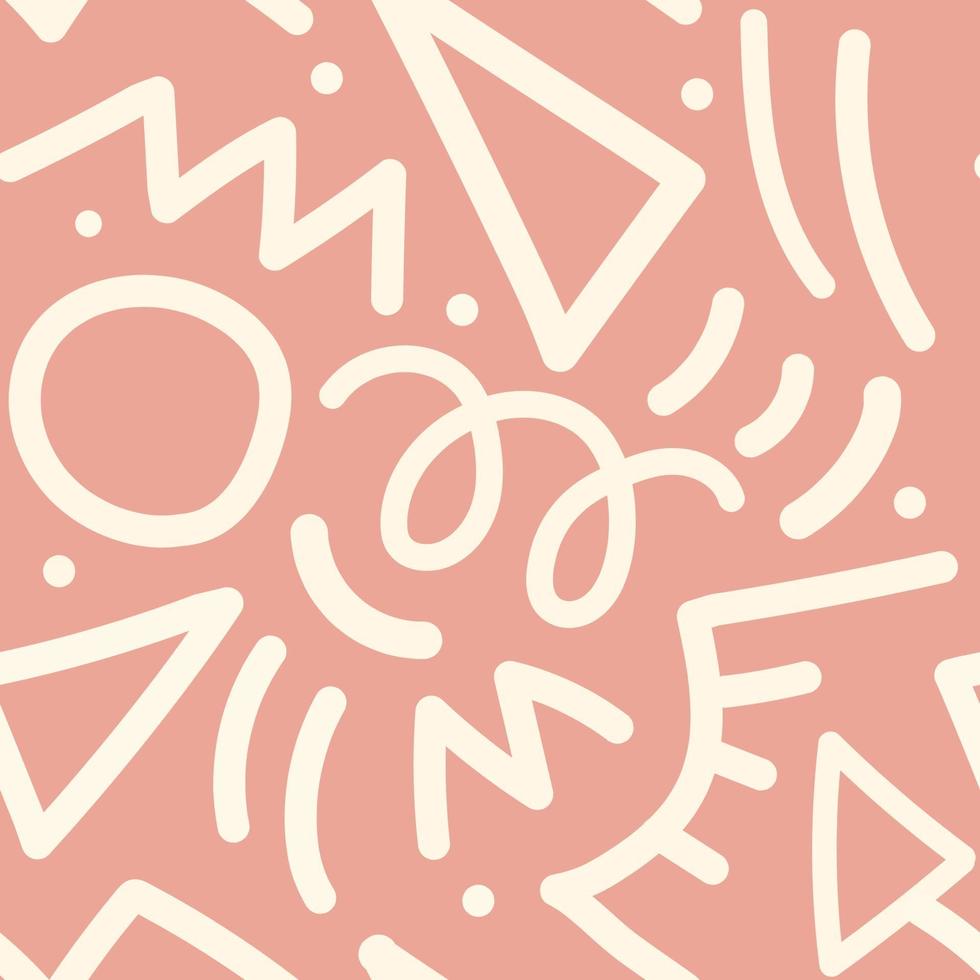 Wavy shapes and swirling strokes. Vector seamless pattern. Attractive design, children's doodles, suitable for a general background.