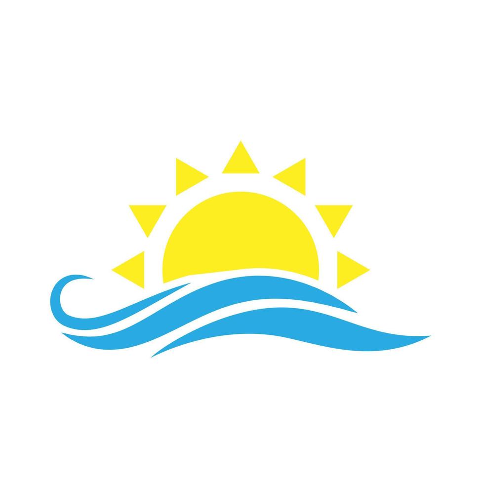 Dom y mar icono vector. amanecer y puesta de sol ilustración signo. playa vacaciones símbolo. olas logo. vector