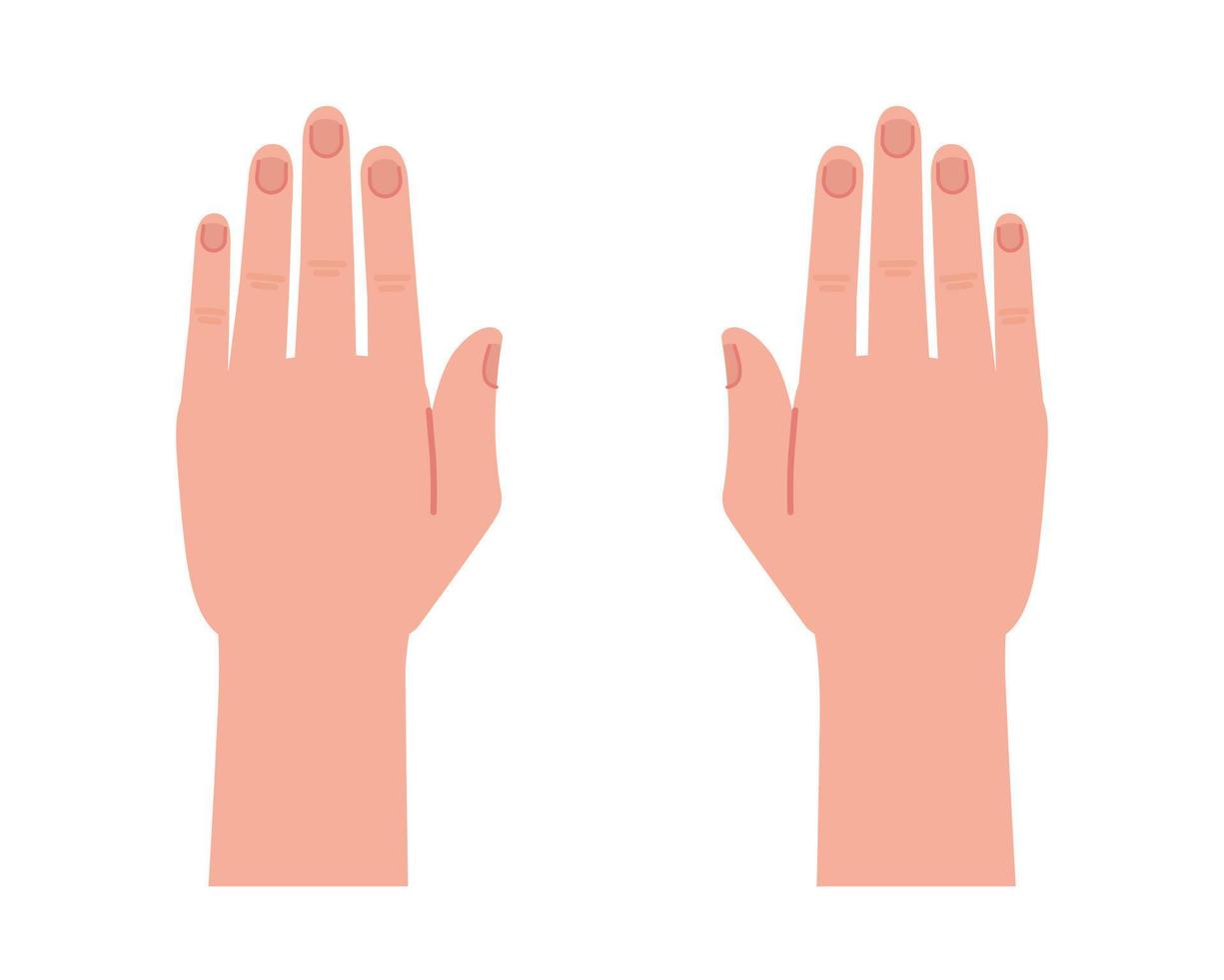 Beautiful soft hands with healthy nails semi flat color vector icon. Editable full sized human body parts on white. Simple cartoon style spot illustration for web graphic design and animation