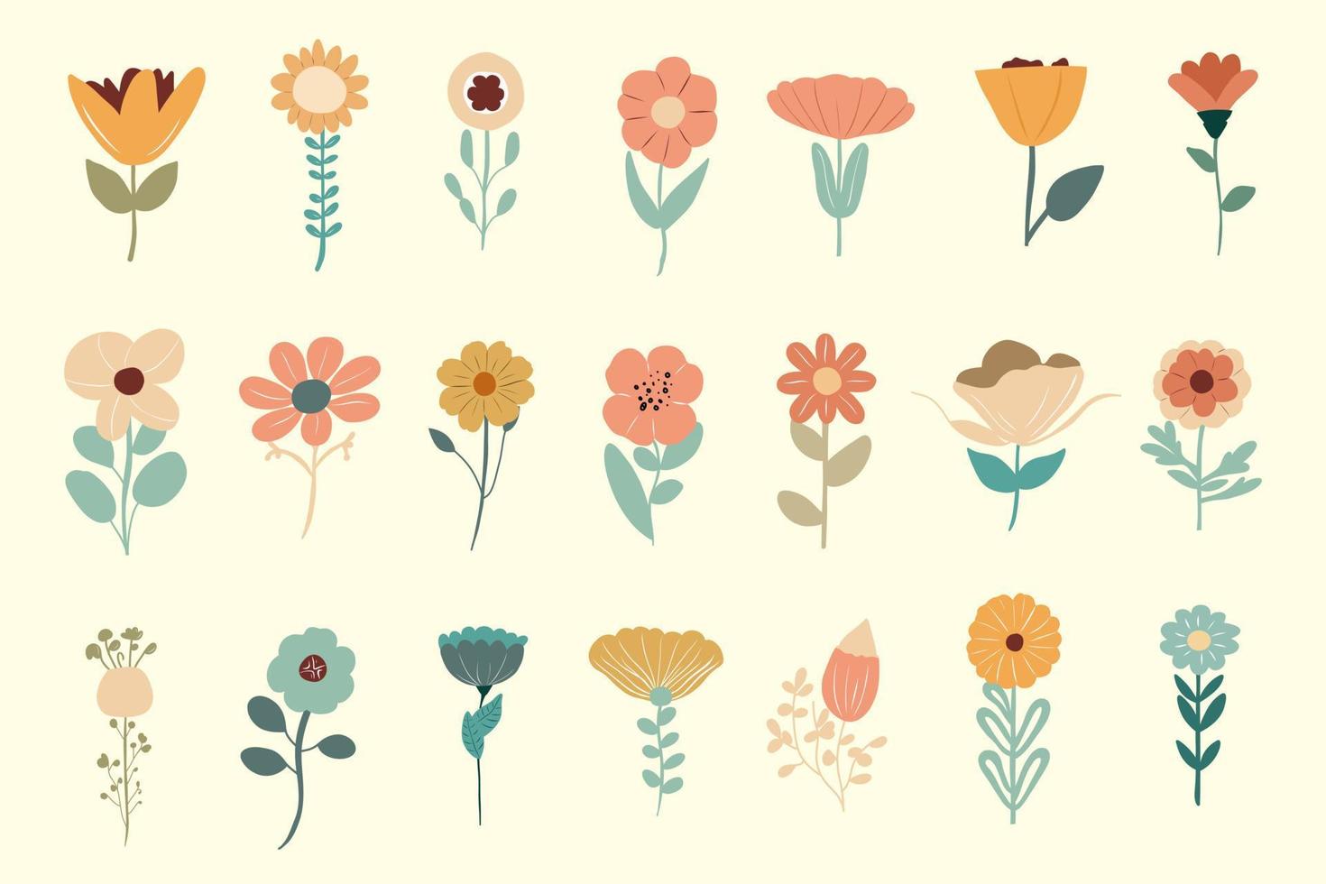 vector hand drawn spring flowers collection