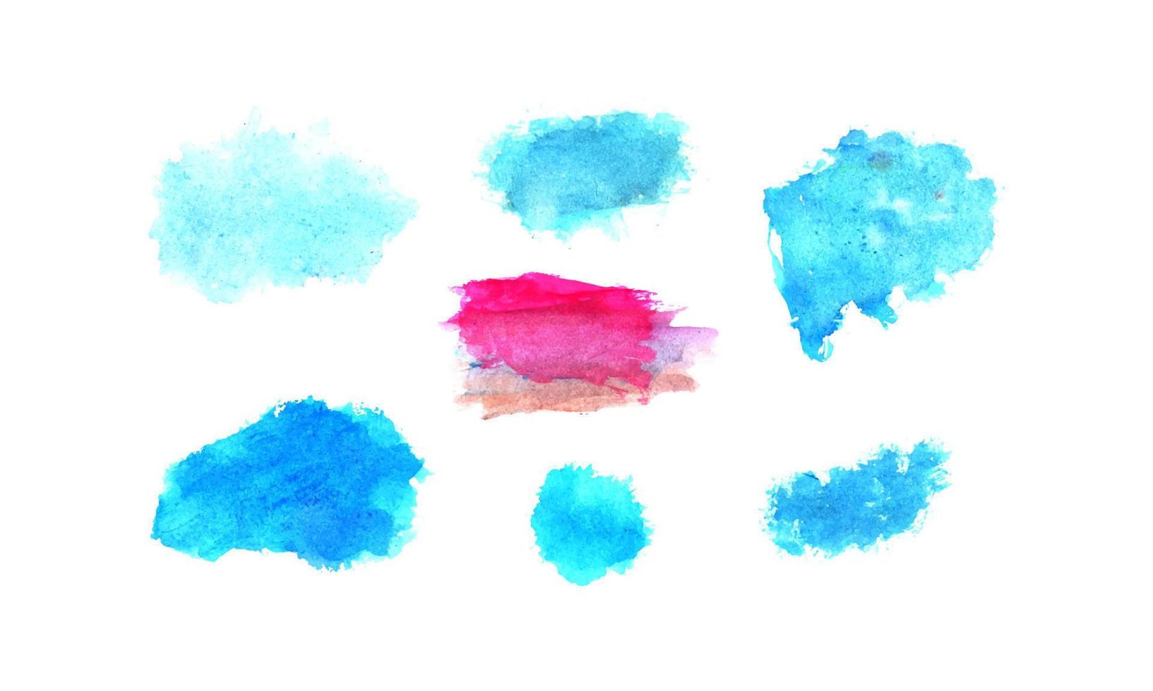 A set of watercolor stains with a pink and blue brush stroke. hand draw brush set vector