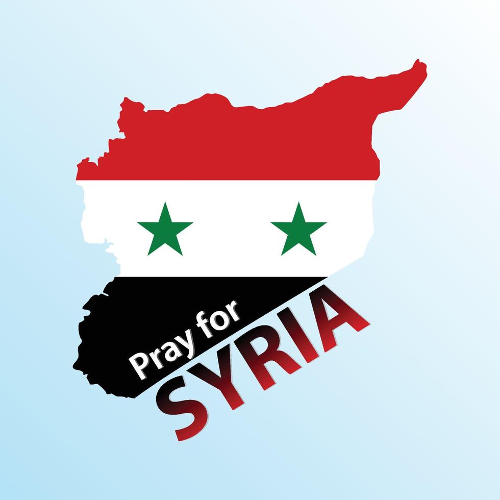 Pray for Syria with map and flag premium vector illustration