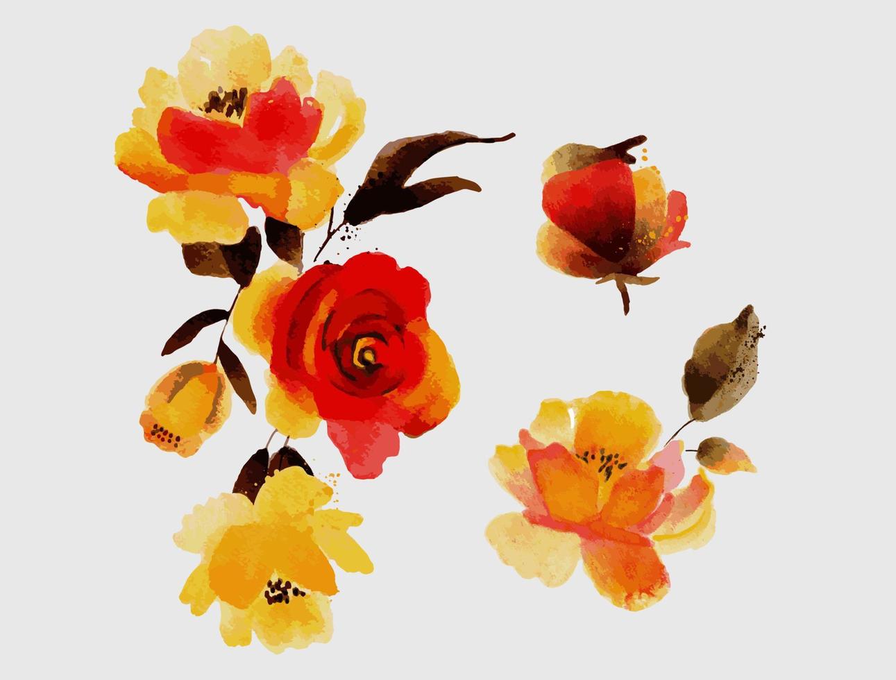 spring watercolor yellow roses vector