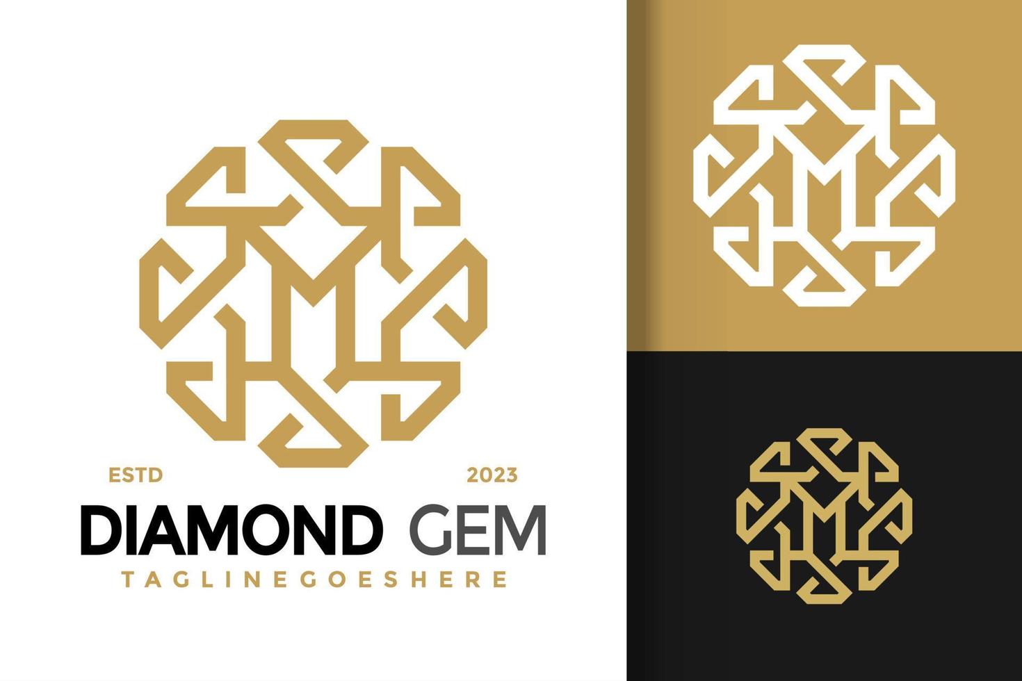 Letter M diamond ornament logo vector icon illustration