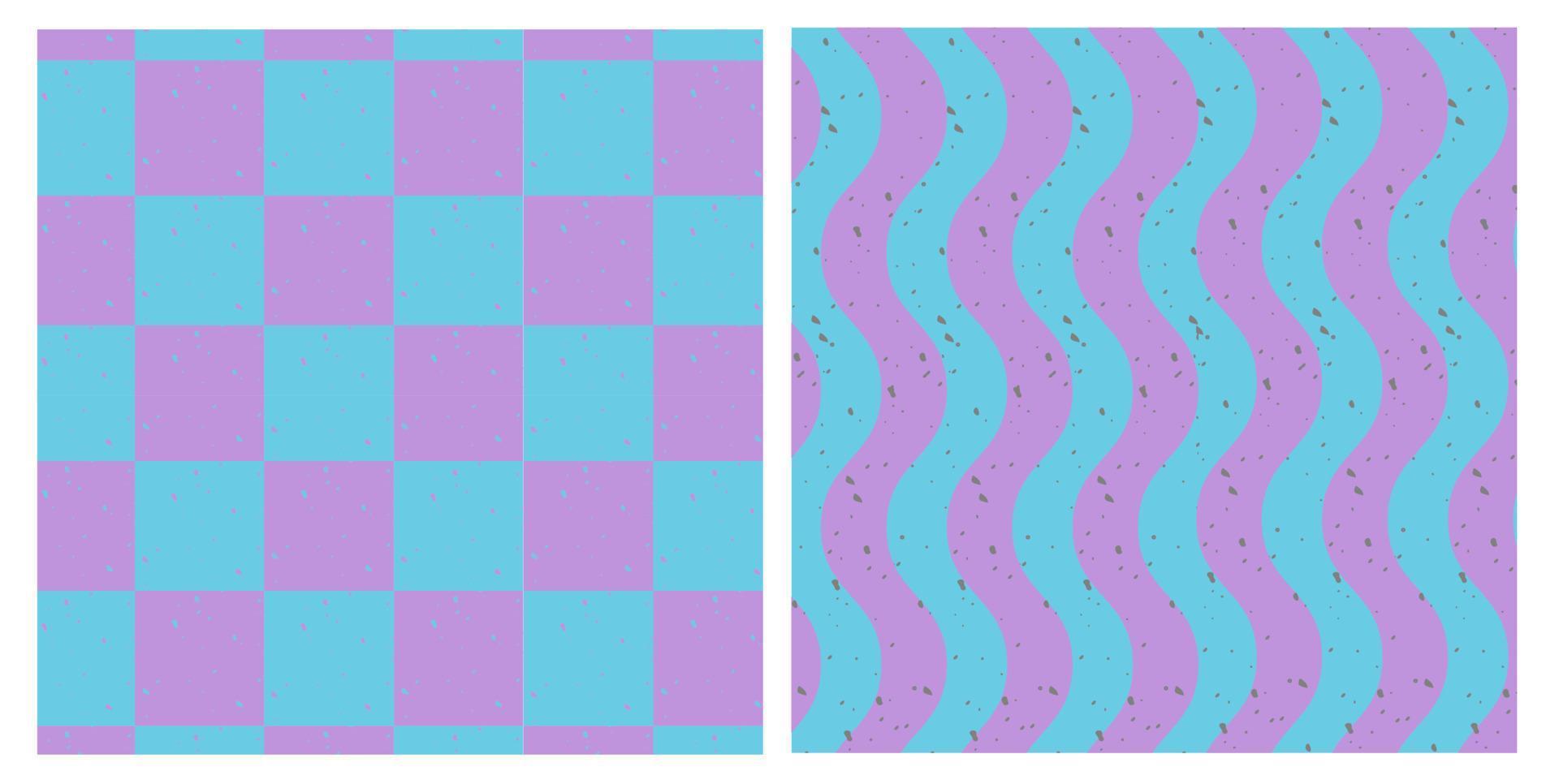 Groovy abstract vawe and checkered background. Retro textured pattern. vector