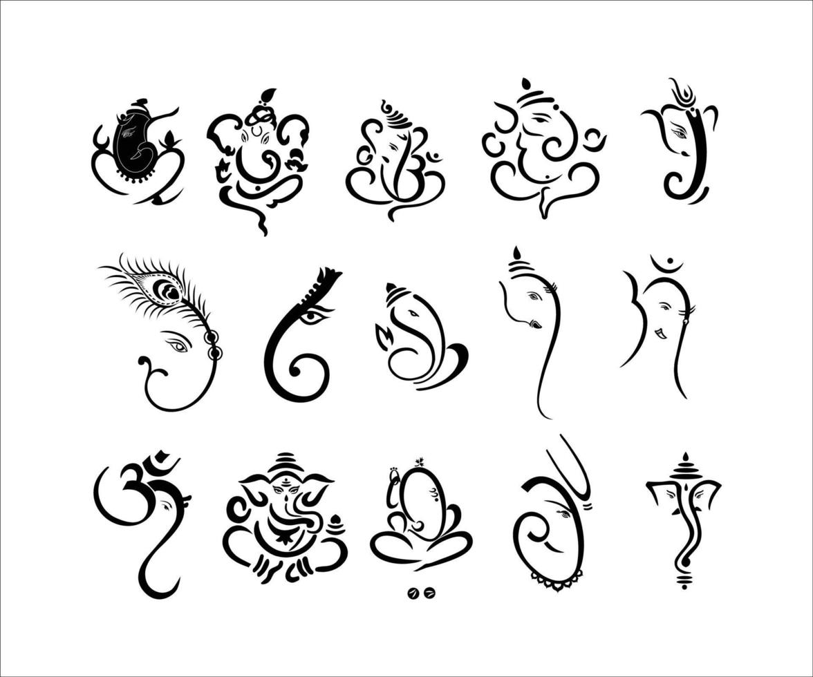 Lord Ganesha Various Collection of Illustration vector