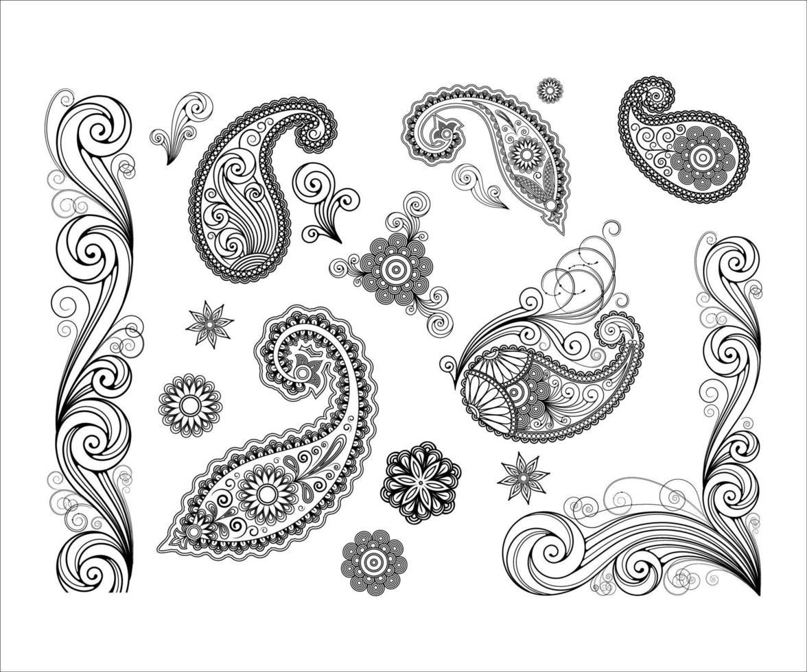 Beautiful Floral Elements Vector. traditional indian style ornamental vector