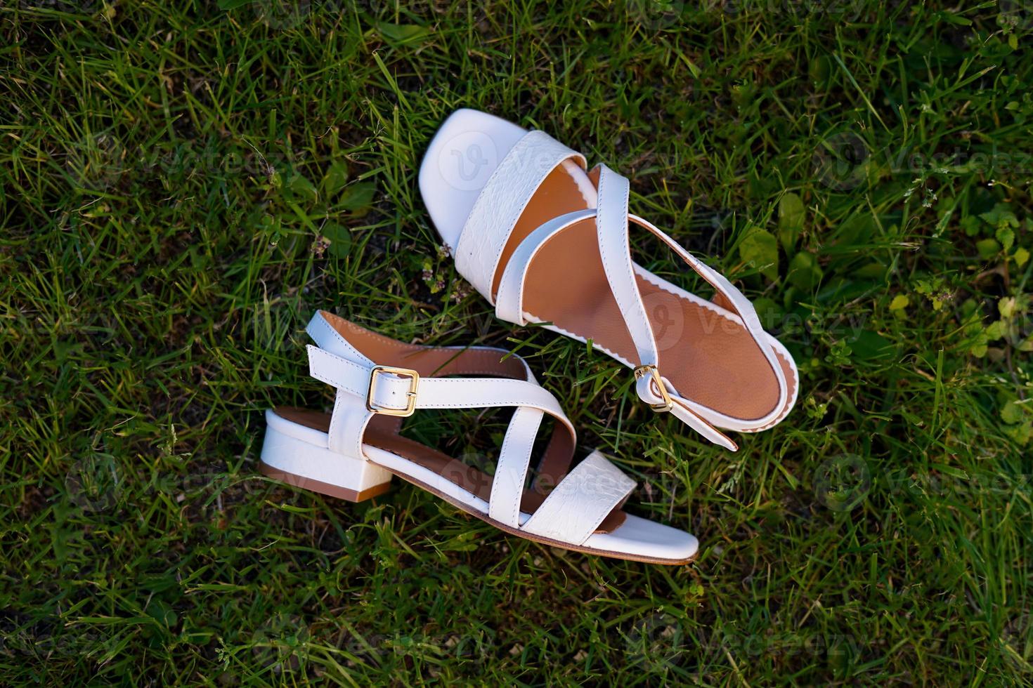White womens sandals a footwer spring sytle photo