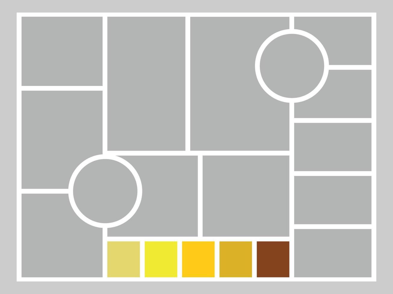 foto collage moodboard modelo en amarillo colores con dos circulo vector