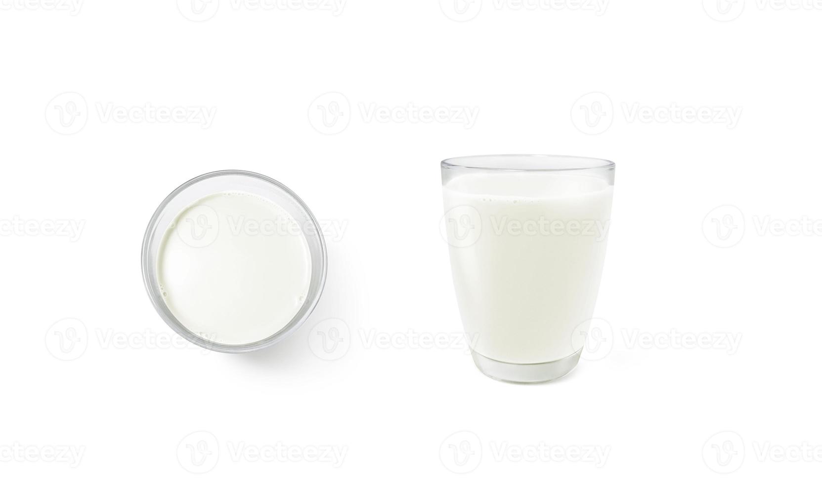 vaso de Leche parte superior ver frente ver vaso de Leche aislado en blanco antecedentes foto