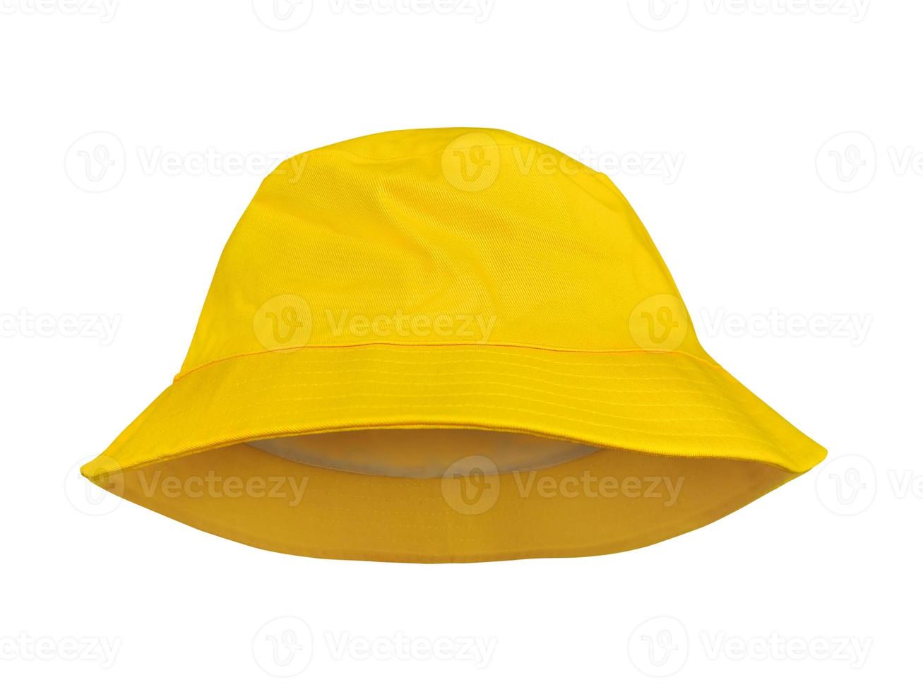 yellow bucket hat isolated on white background photo