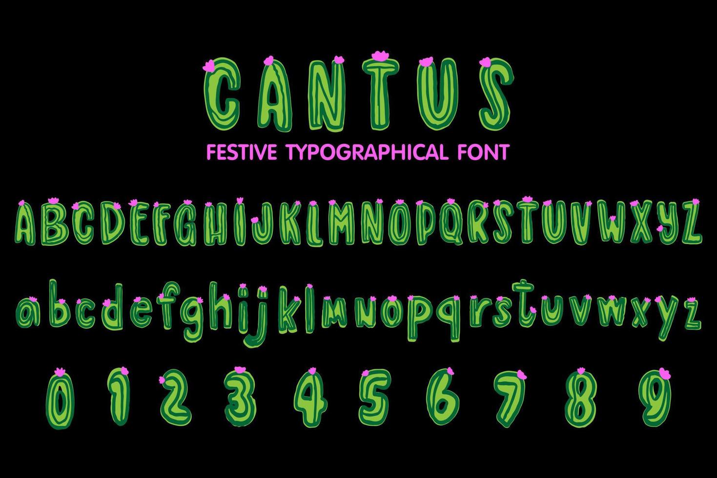 Cantus festive typography font, Alphabet letters and numbers vector and illustration