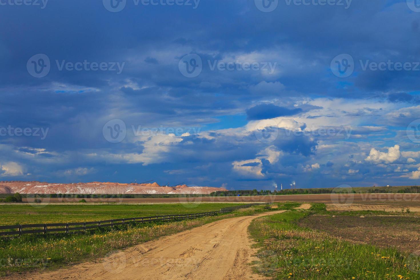 Soligorsk mountains. potash plant. Potash mountains near Soligorsk City photo