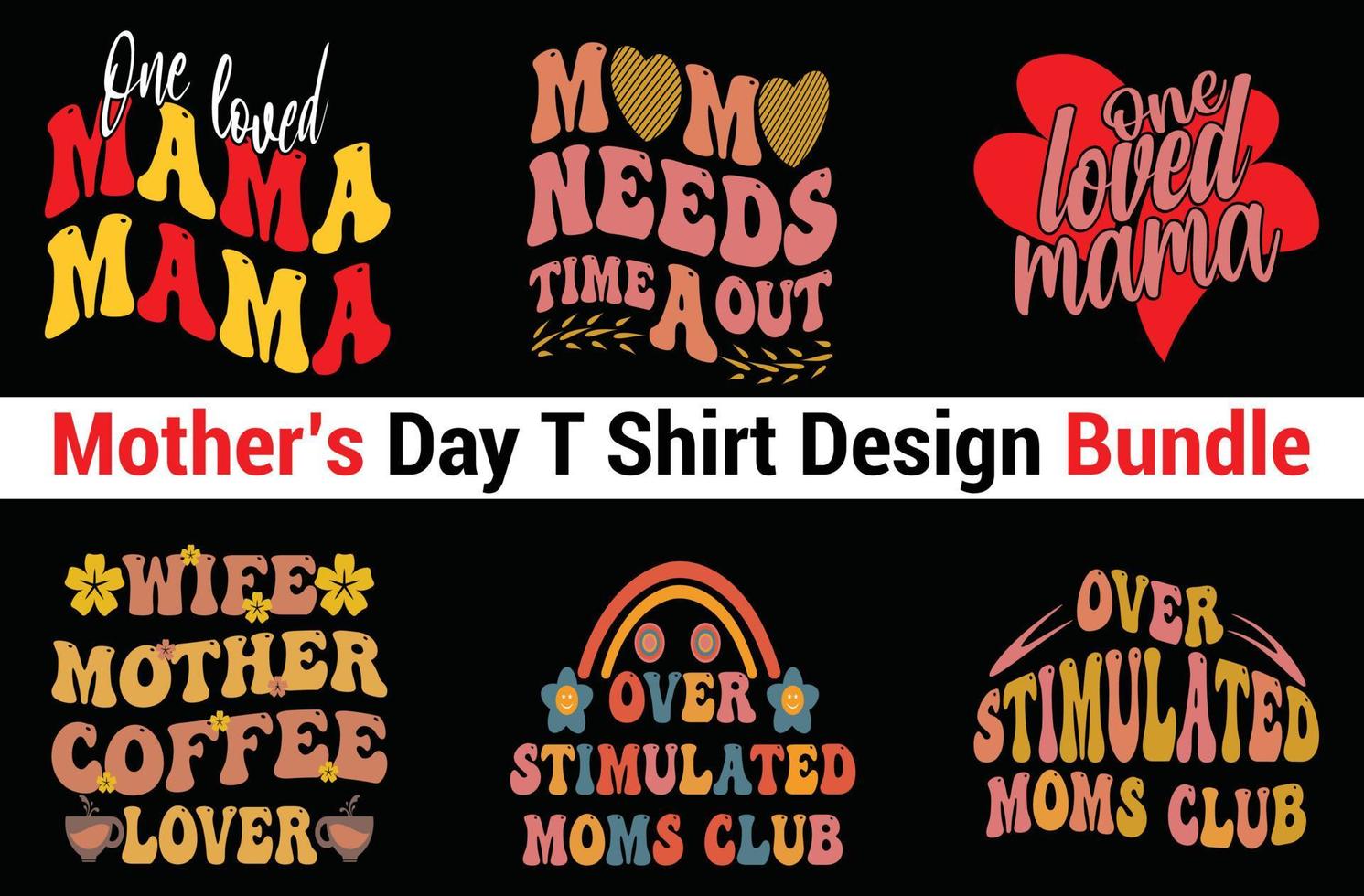 Mother's Day T-Shirt Design Bundle vector