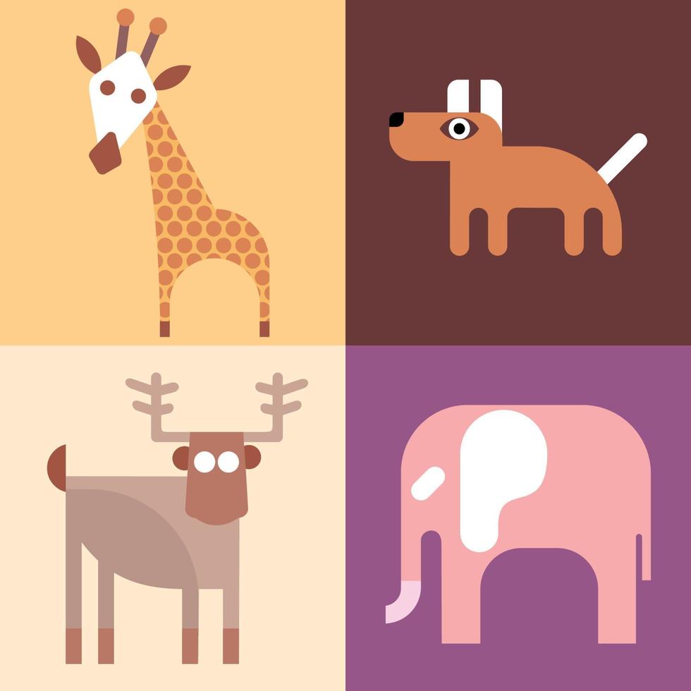 animals fish and birds bundle of vector icons