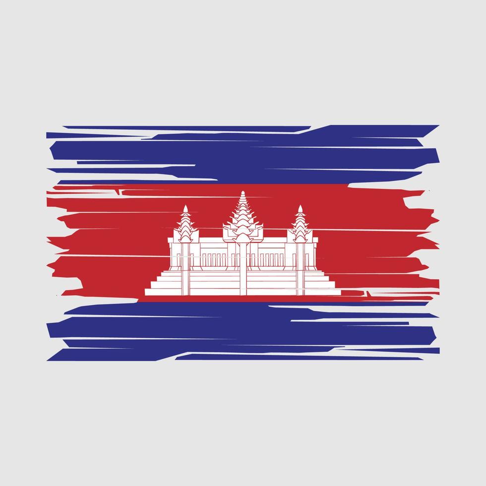 vector de pincel de bandera de camboya