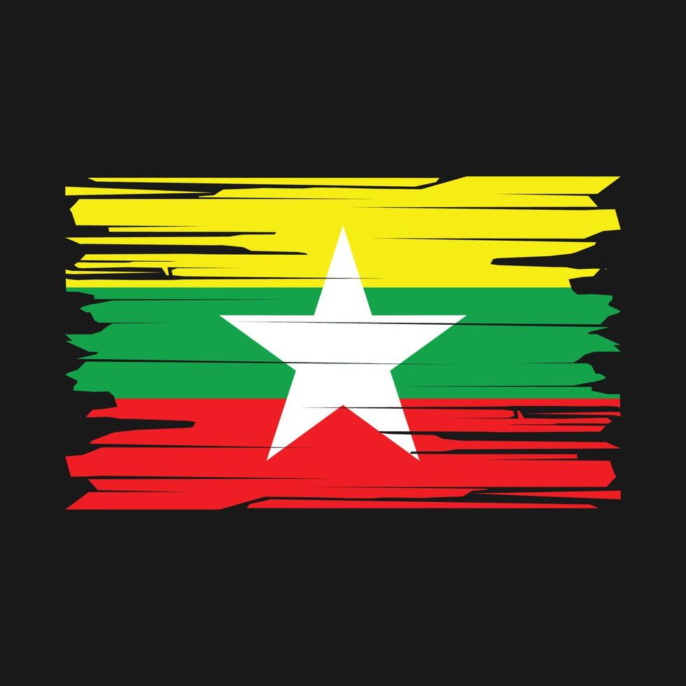 Myanmar Flag Brush Vector