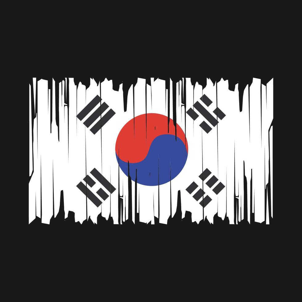 South Korea Flag Brush Vector