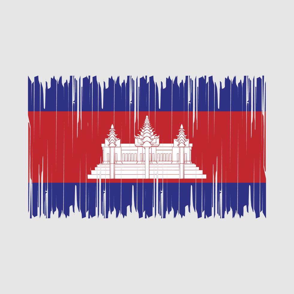 Ilustración de vector de pincel de bandera de camboya