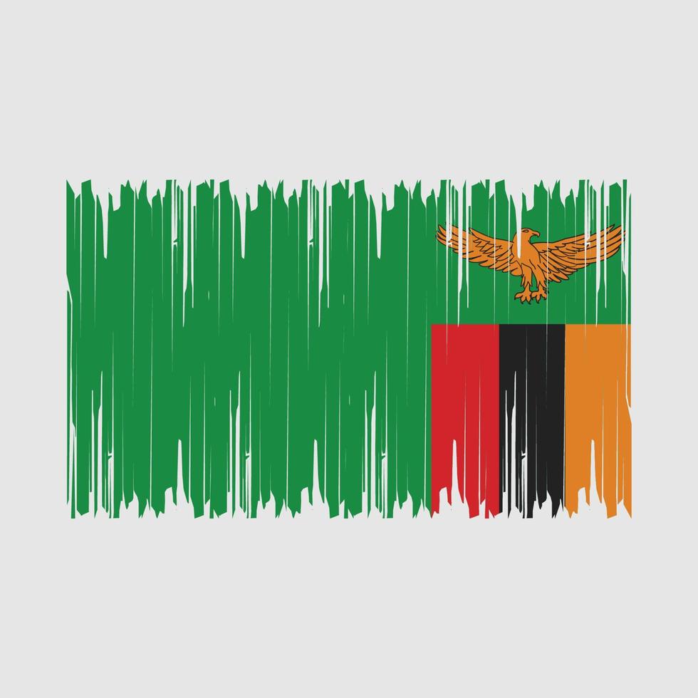 Zambia Flag Brush Vector Illustration