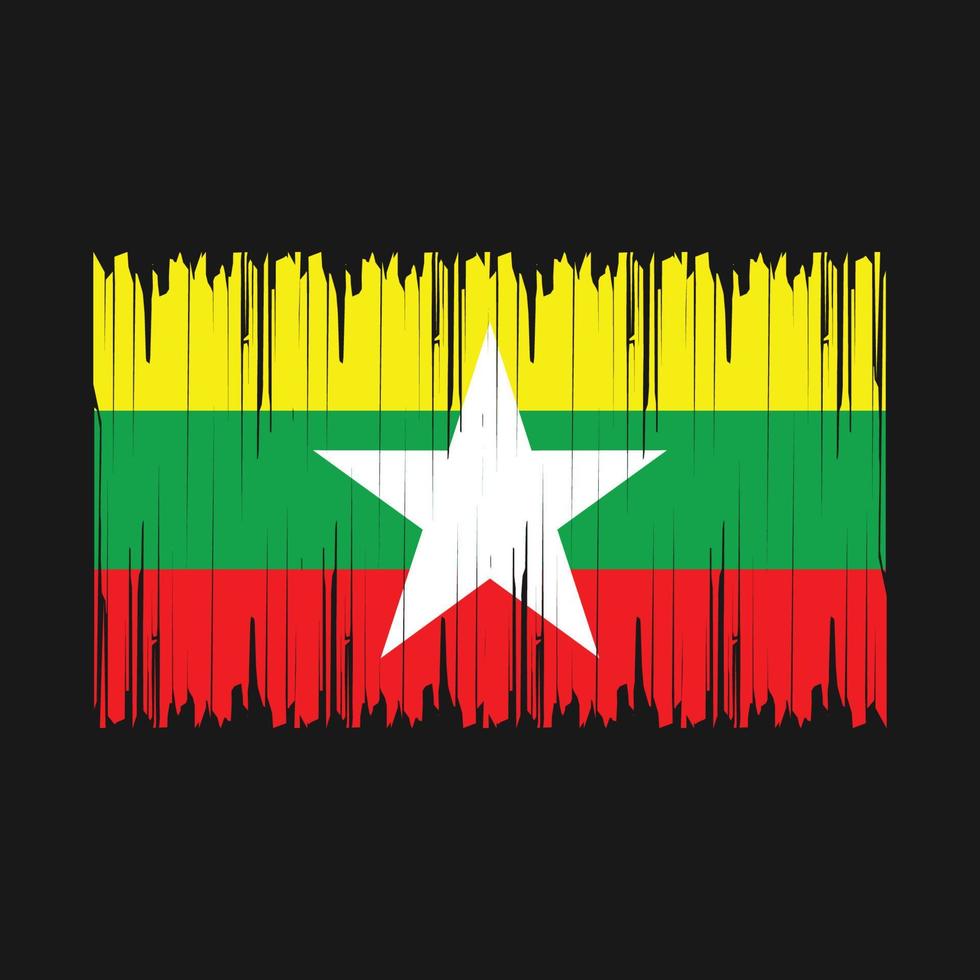 Ilustración de vector de cepillo de bandera de myanmar