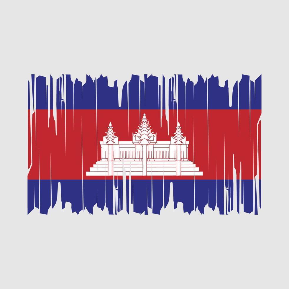 vector de pincel de bandera de camboya