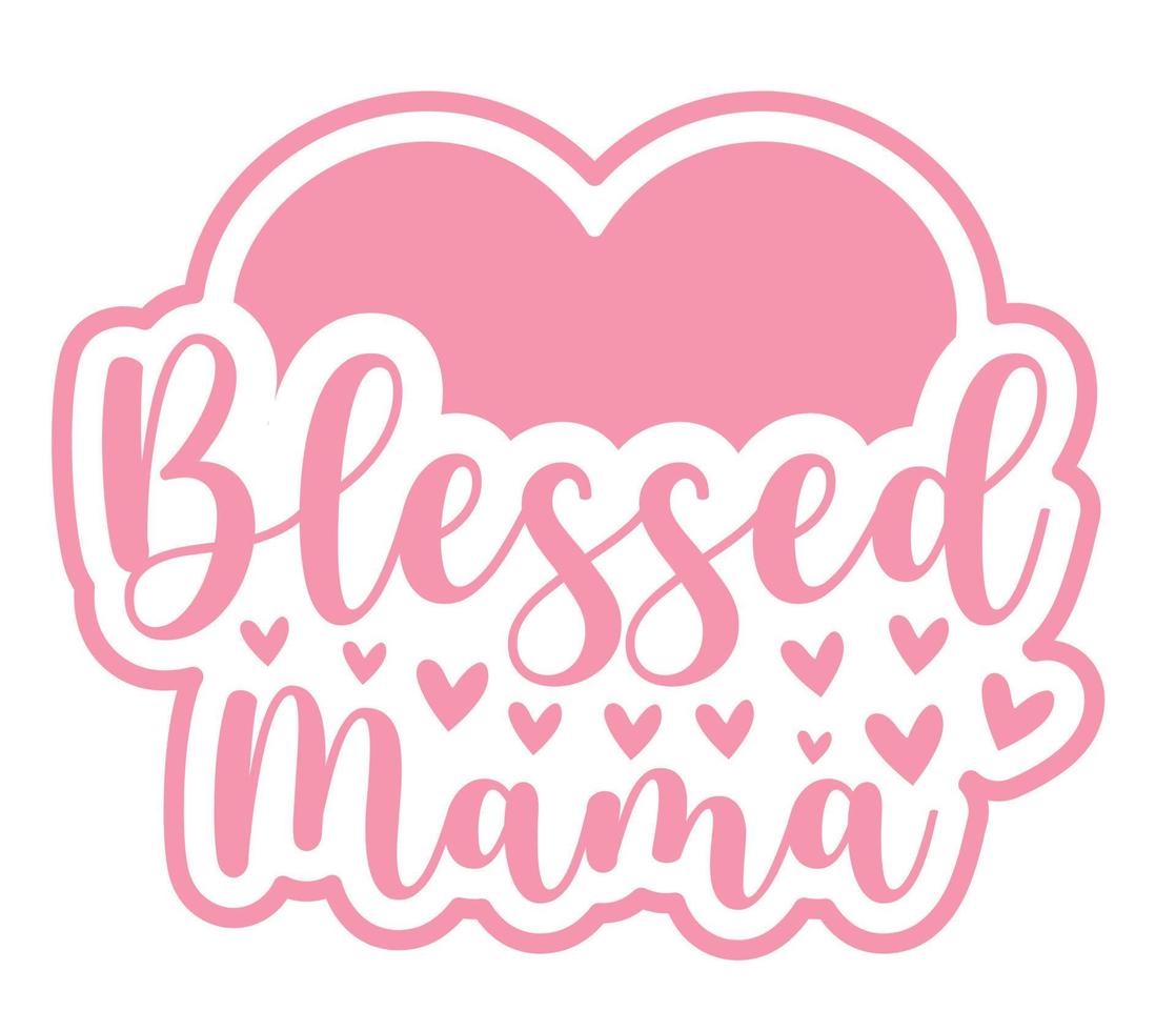 hot pink heart mama design line art heart letters mothers day gift for mom  - Hot Pink Heart Mama - Sticker