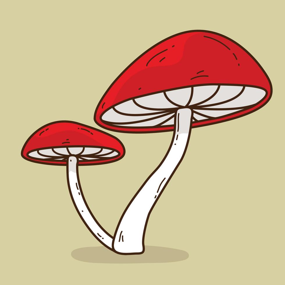 red and white doodle mushroom vector