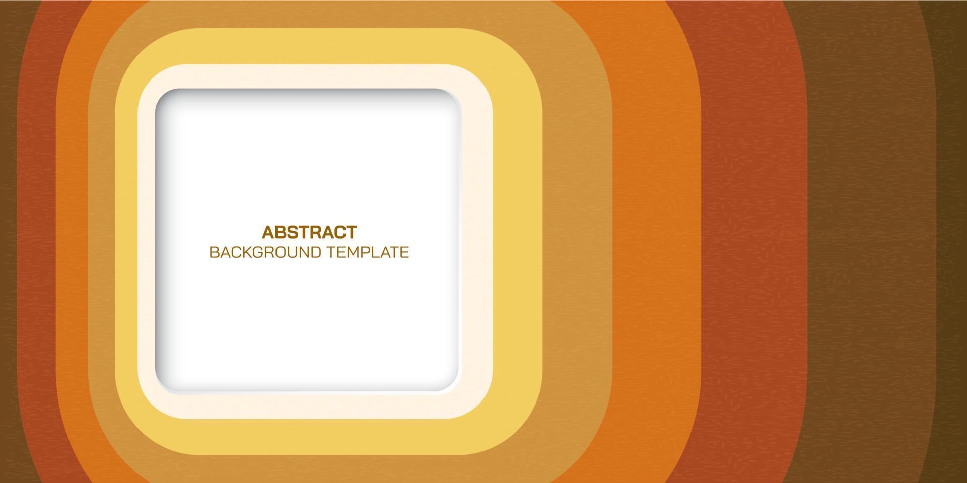 Retro groovy background with square frame paper cut style at left area. Abstract colourful square shapes design. vector