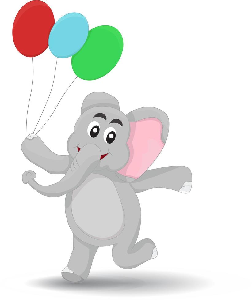 Cartoon Elephant holding colorful balloon vector