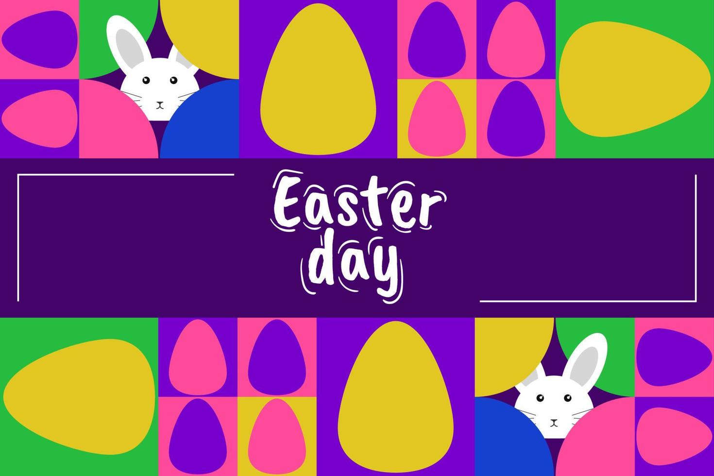 happy easter day, modern style abstract pattern banner or poster design, with bunny and egg shape decoration vector