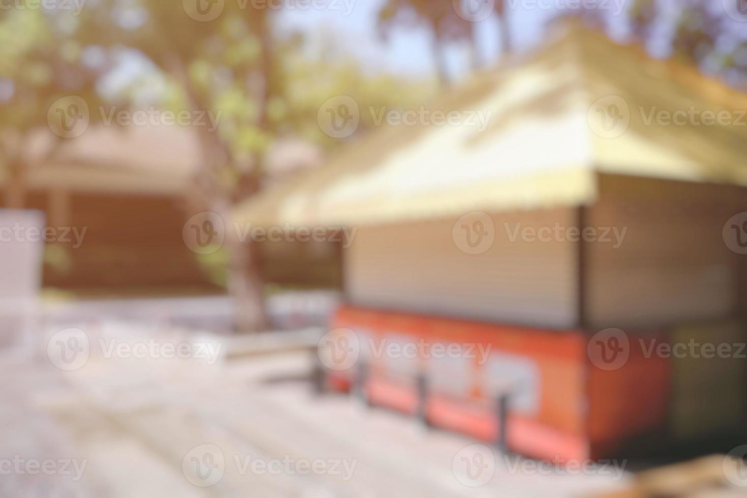 Abstract Blurred Coffee Booth Kiosk with Beautiful Bokeh, Suitable for Background, Backdrop and Mockup. photo