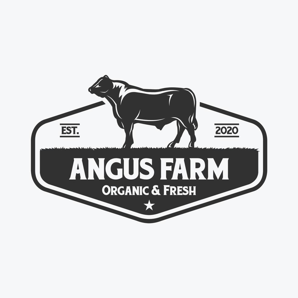 Angus Farm Emblem Logo Vector Design. Best for Cattle Livestock Farm Related Industry