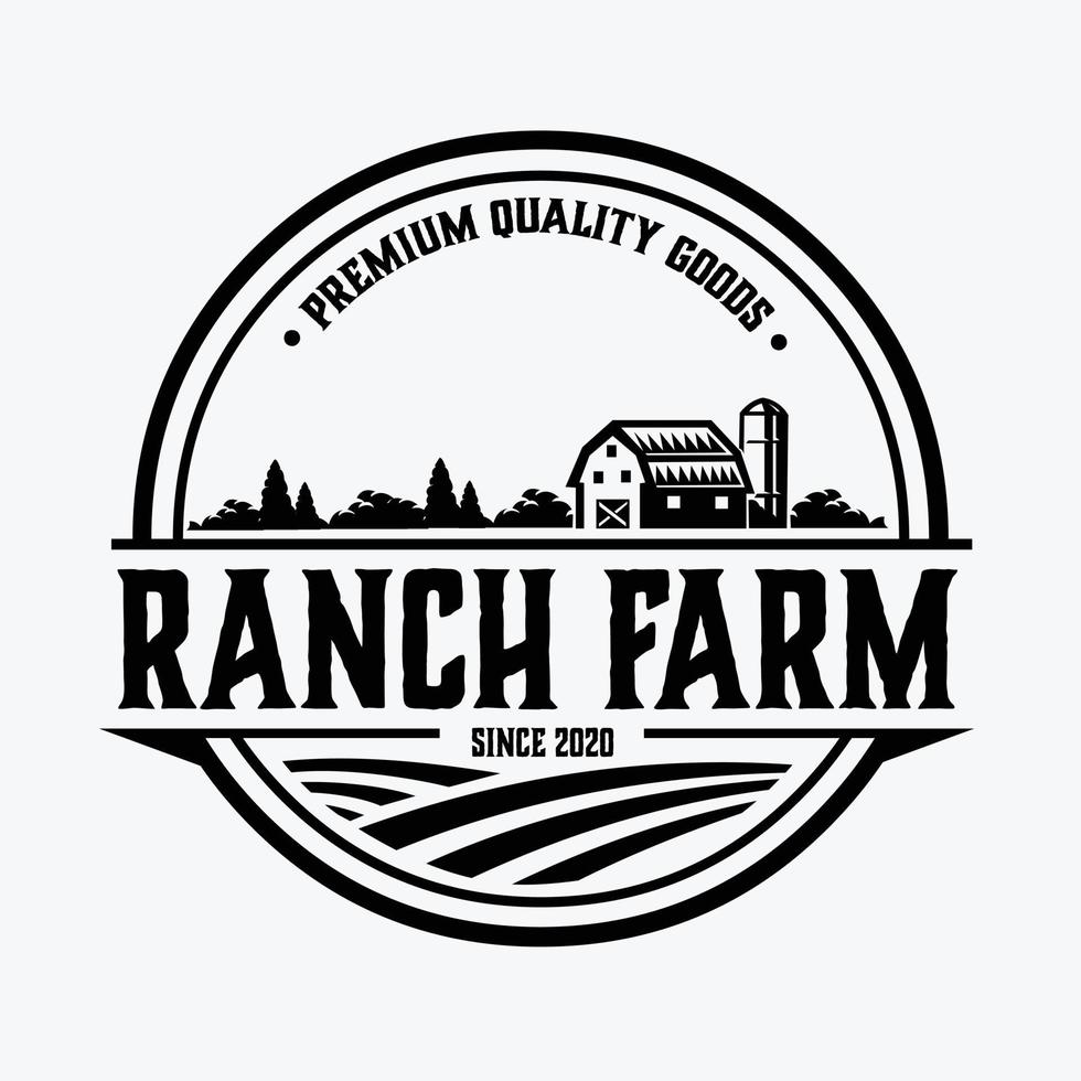 Country Ranch Farm Emblem Logo vector Design. Best for Ranch Farm Related Industry Logo